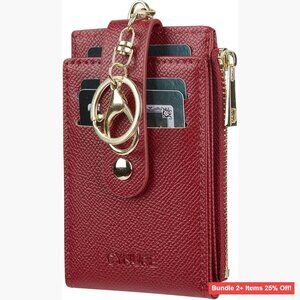 Slim RFID Blocking Card Holder with Keychain and ID Windows